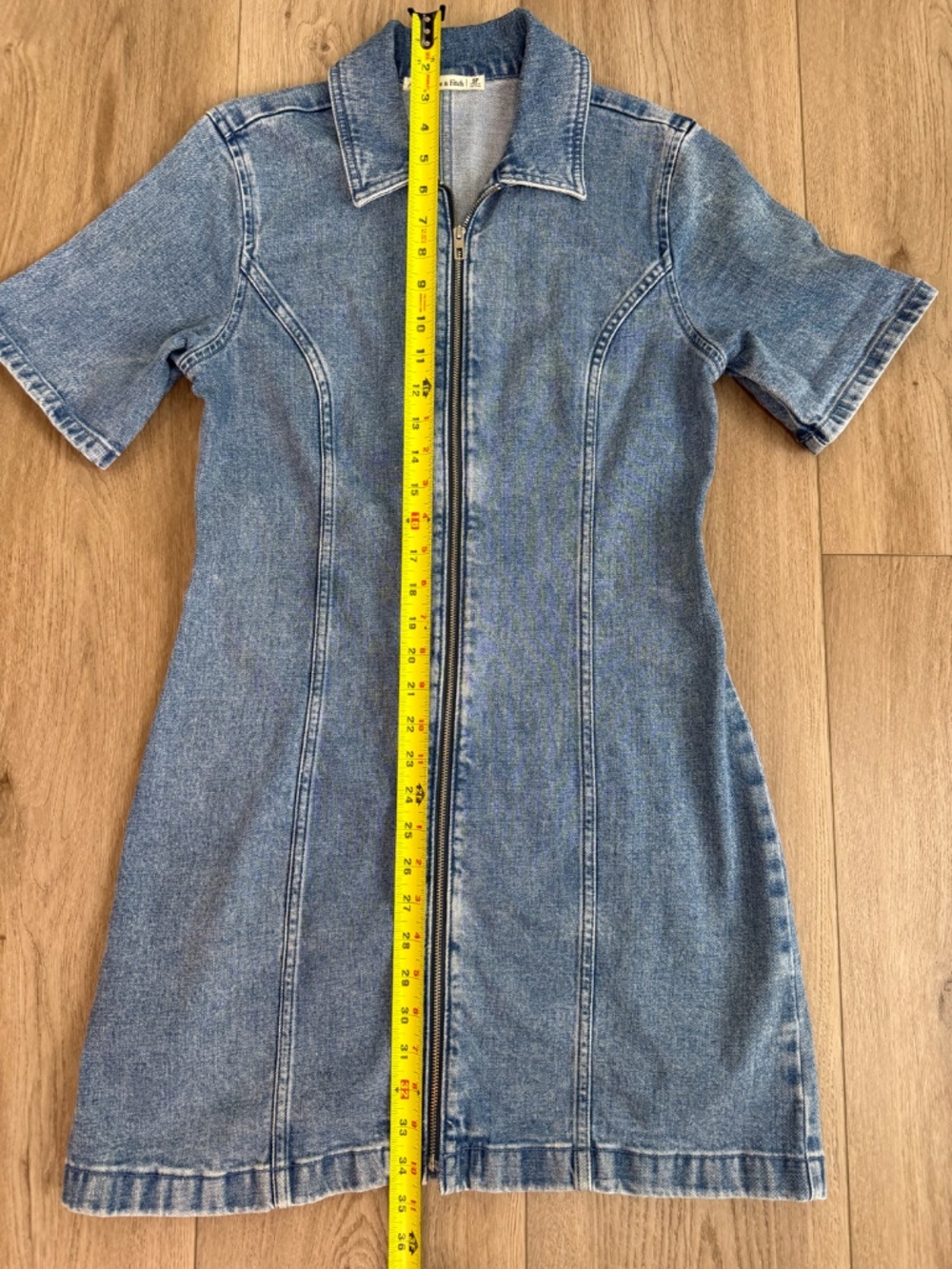 Abercrombie & Fitch Denim Zip Front Mini Dress Small Petite